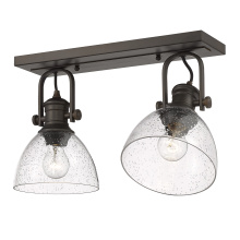 Golden 3118-2SF RBZ-SD - Yep by Golden Lighting Hines 2-light Semi-Flush Mount in Rubbed Bronze and Seeded Glass